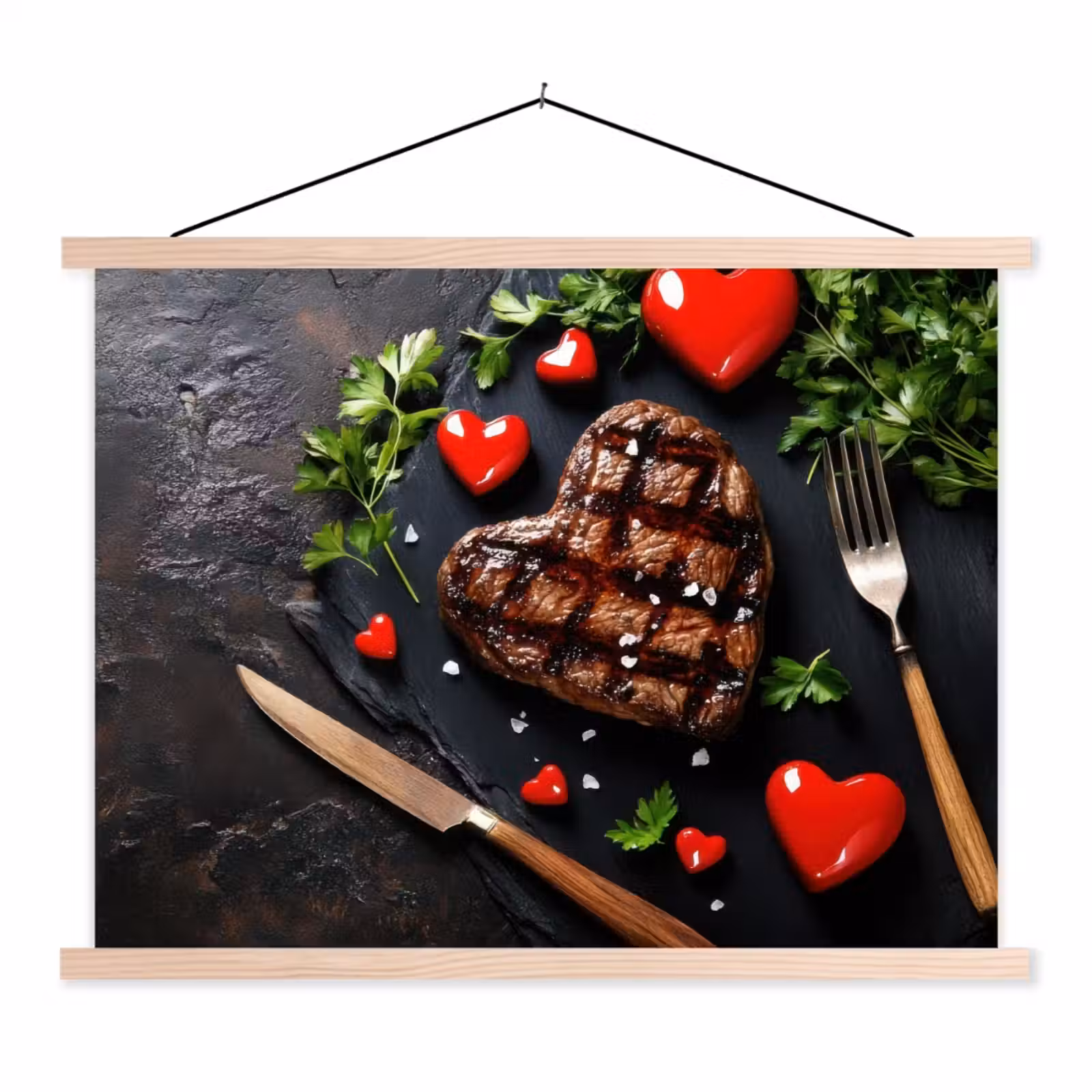 Schoolplaat - Steak - Hart - Bestek — 1