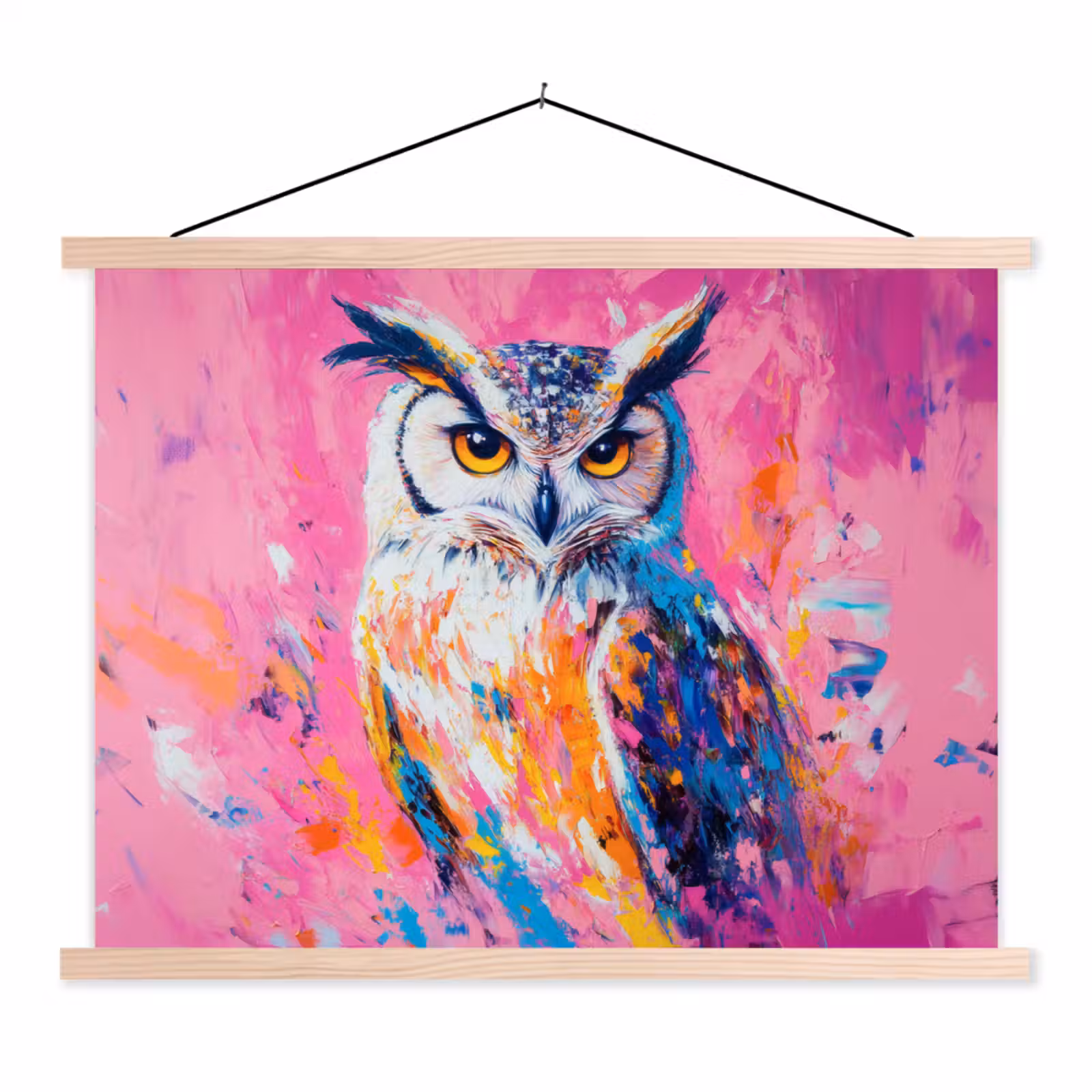 Schoolplaat - Uil - Roze - Blauw - Verf - Abstract — 1