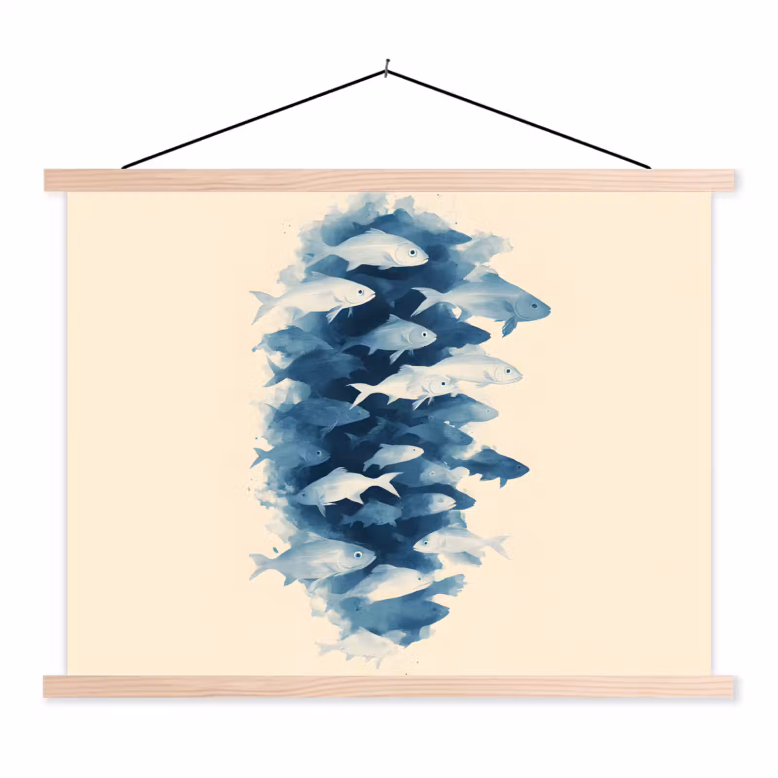 Schoolplaat - Vissen - Minimalistisch - Blauw — 1