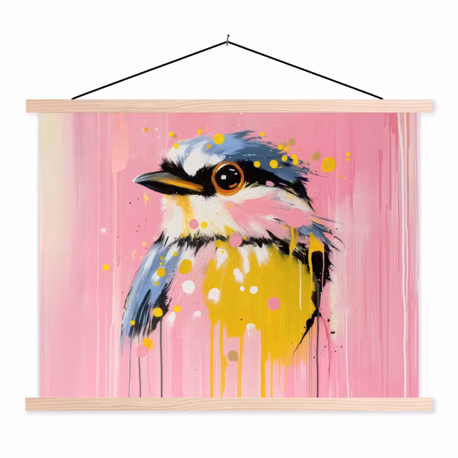 Schoolplaat - Vogel - Roze - Geel - Blauw — 1
