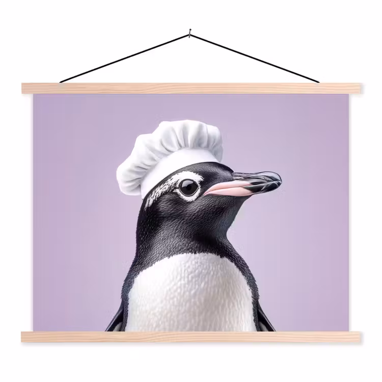 Schoolplaat - Pinguïn - Koksmuts - Lief - Paars — 1