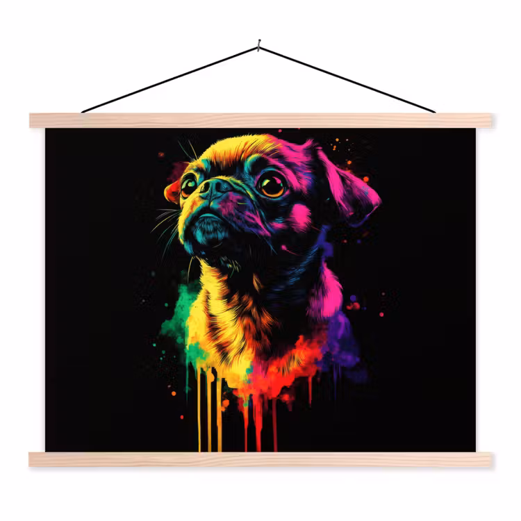 Schoolplaat - Puck - Hond - Verf - Kleuren — 1
