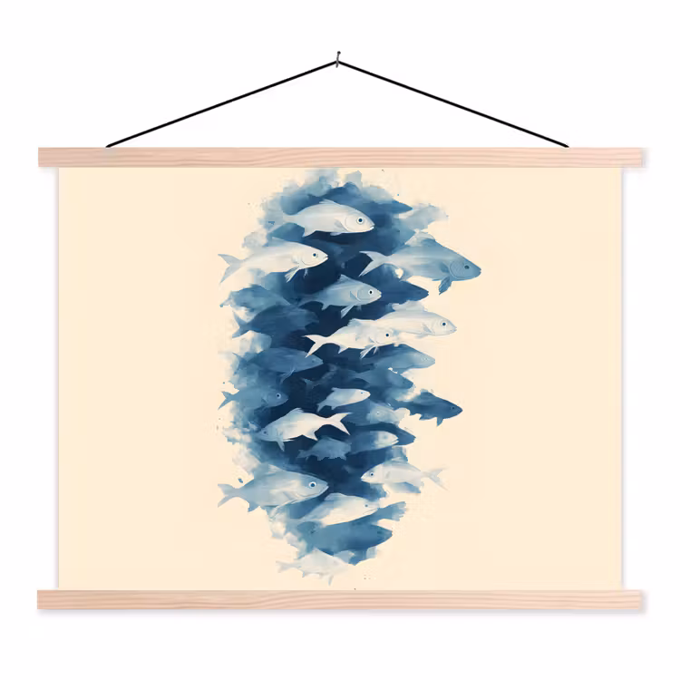 Schoolplaat - Vissen - Minimalistisch - Blauw — 1