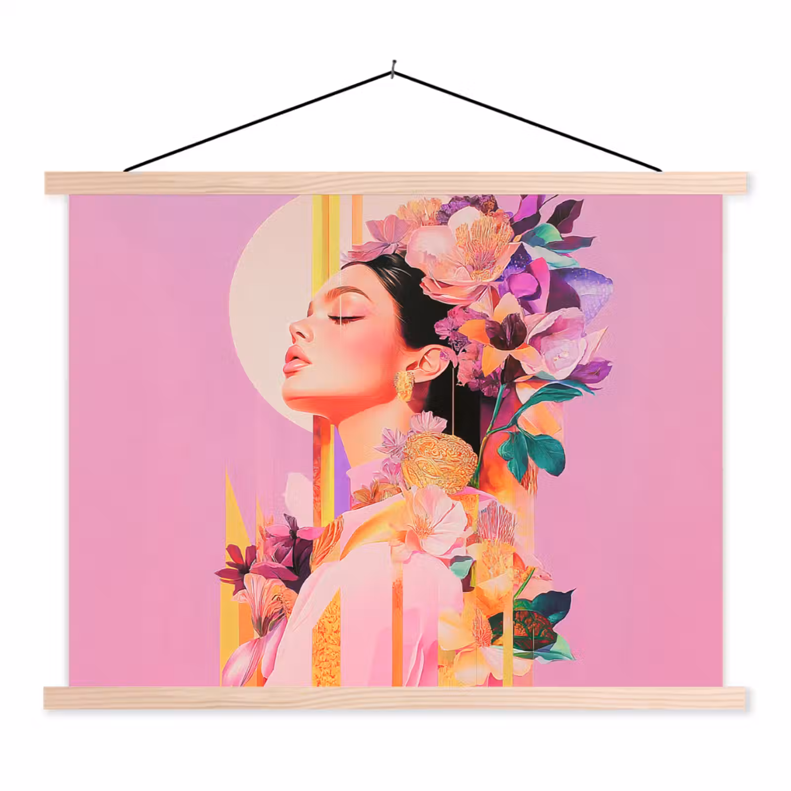 Schoolplaat - Vrouw - Bloemen - Paars - Abstract — 1