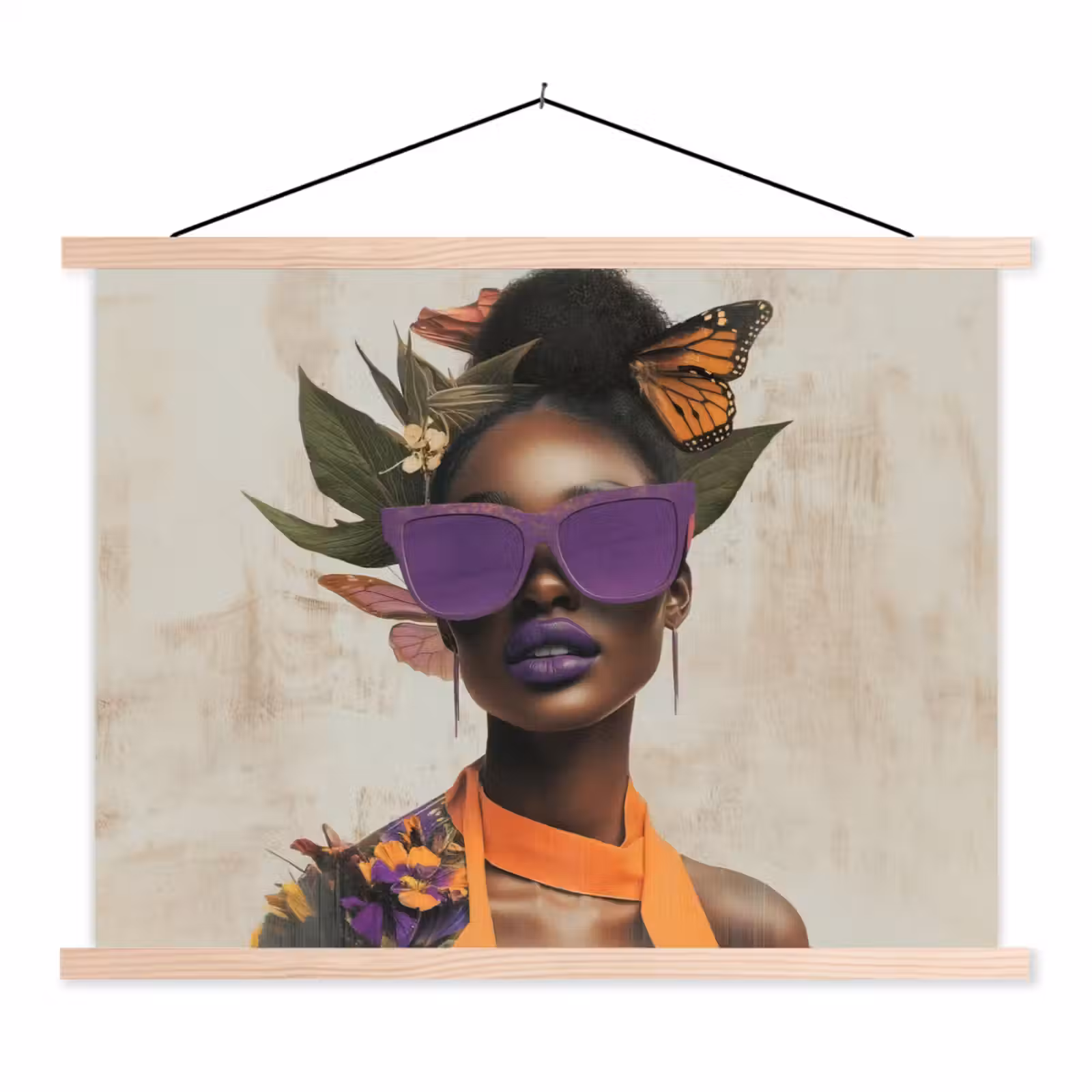 Schoolplaat - Vrouw - Zonnebril - Vlinder - Bloemen — 1