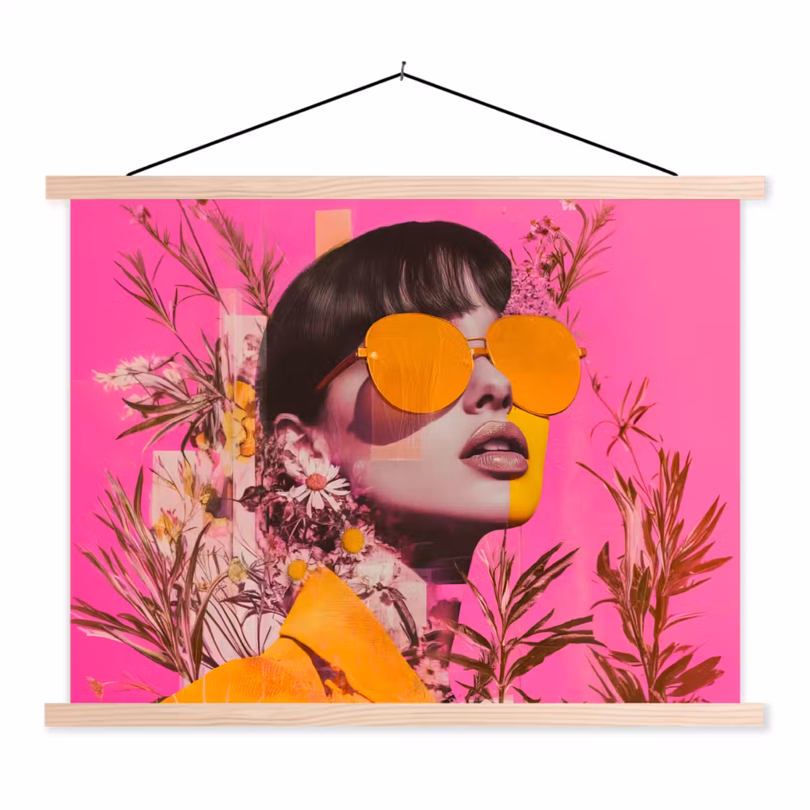 Schoolplaat - Zonnebril - Oranje - Vrouw - Planten — 1