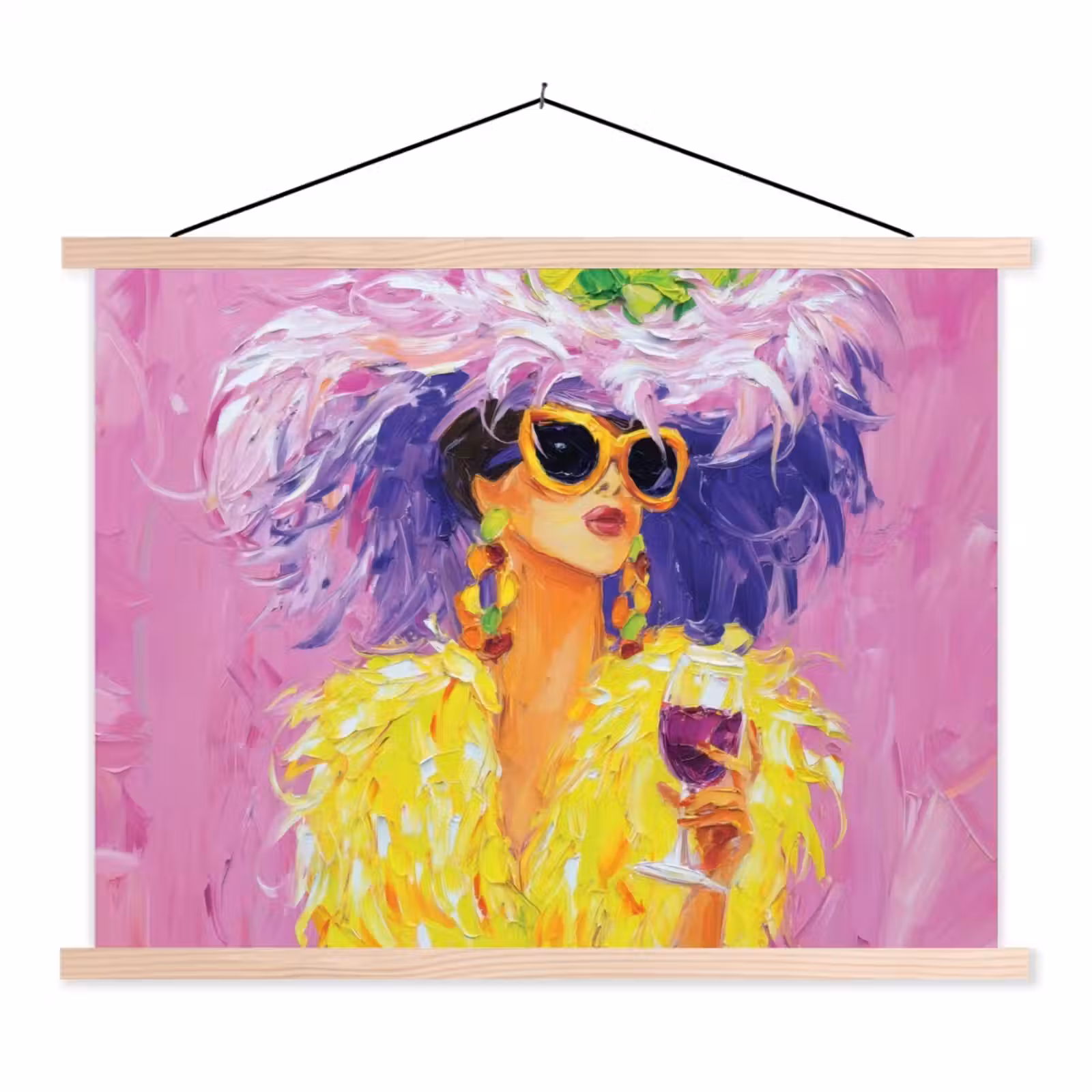 Schoolplaat - Zonnebril - Vrouw - Jas - Veren — 1