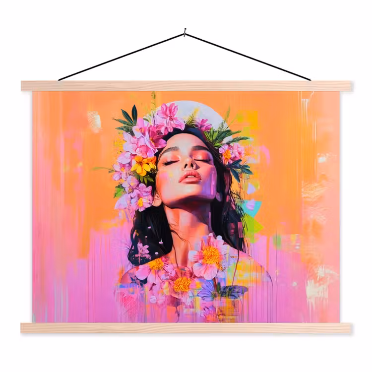 Schoolplaat - Portret - Bloemenkroon - Vrouw — 1
