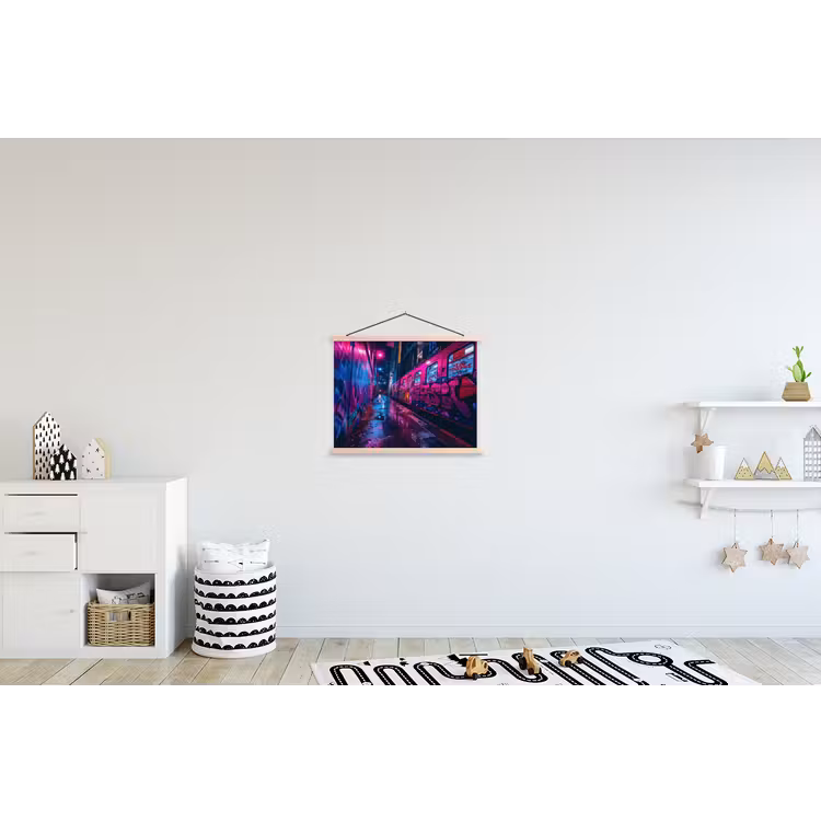 Schoolplaat - Stad - Neon - Nacht - Roze - Graffiti — 3
