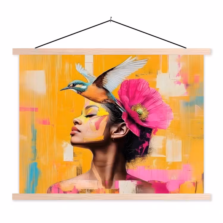 Schoolplaat - Vogel - Vrouw - Abstract - Bloem — 1