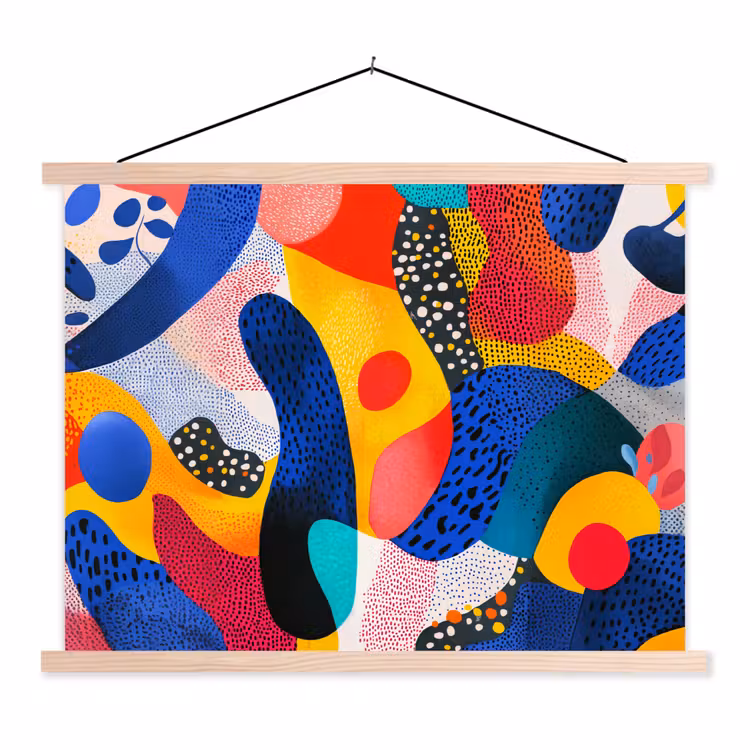 Schoolplaat - Vormen - Abstract - Stippels - Blauw — 1