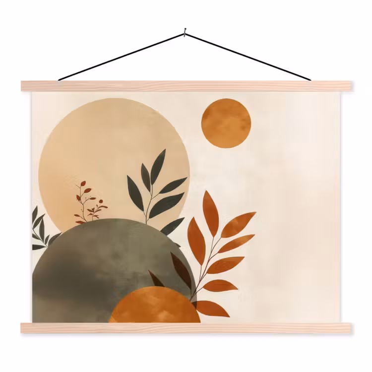 Schoolplaat - Vormen - Rond - Bladeren - Beige — 1