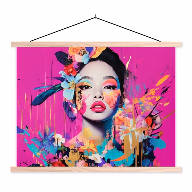 Schoolplaat - Vrouw - Portret - Abstract - Paars — 1