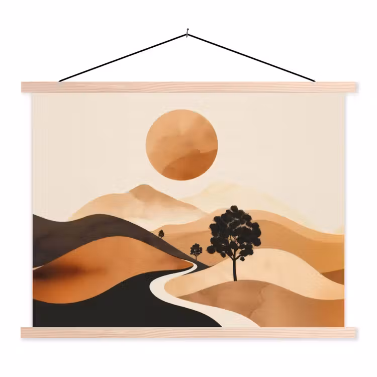 Schoolplaat - Zon - Heuvels - Boom - Abstract — 1