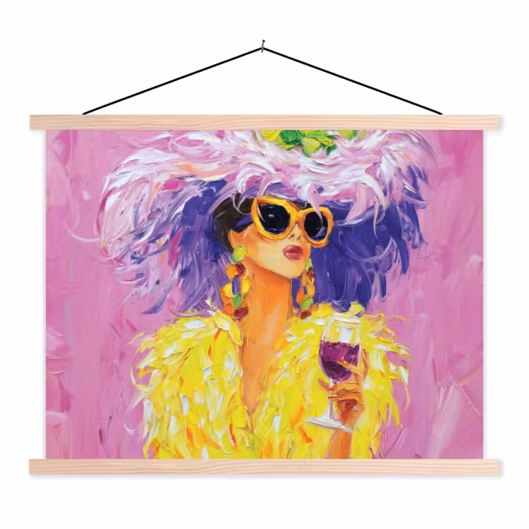 Schoolplaat - Zonnebril - Vrouw - Jas - Veren — 1