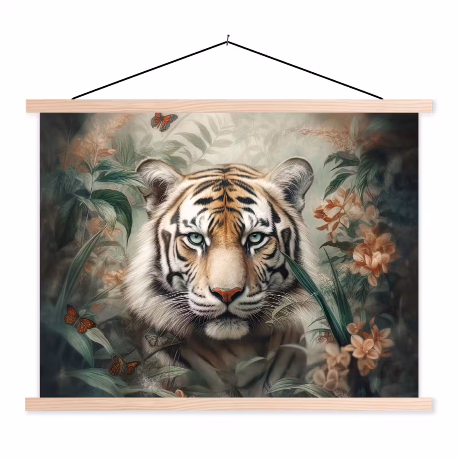 Schoolplaat - Tijger - Vlinders - Dieren - Jungle - Bloemen — 1