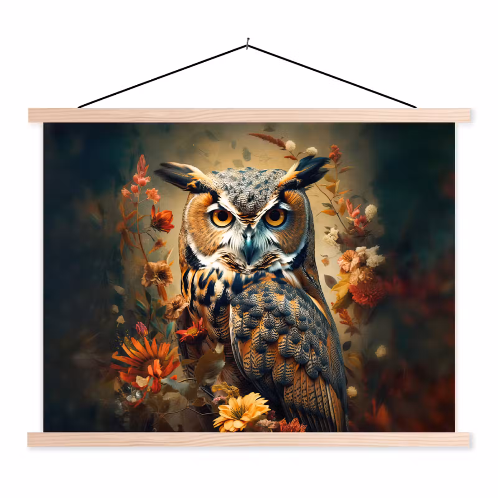 Schoolplaat - Uil - Vogel - Bloemen - Planten - Botanisch — 1
