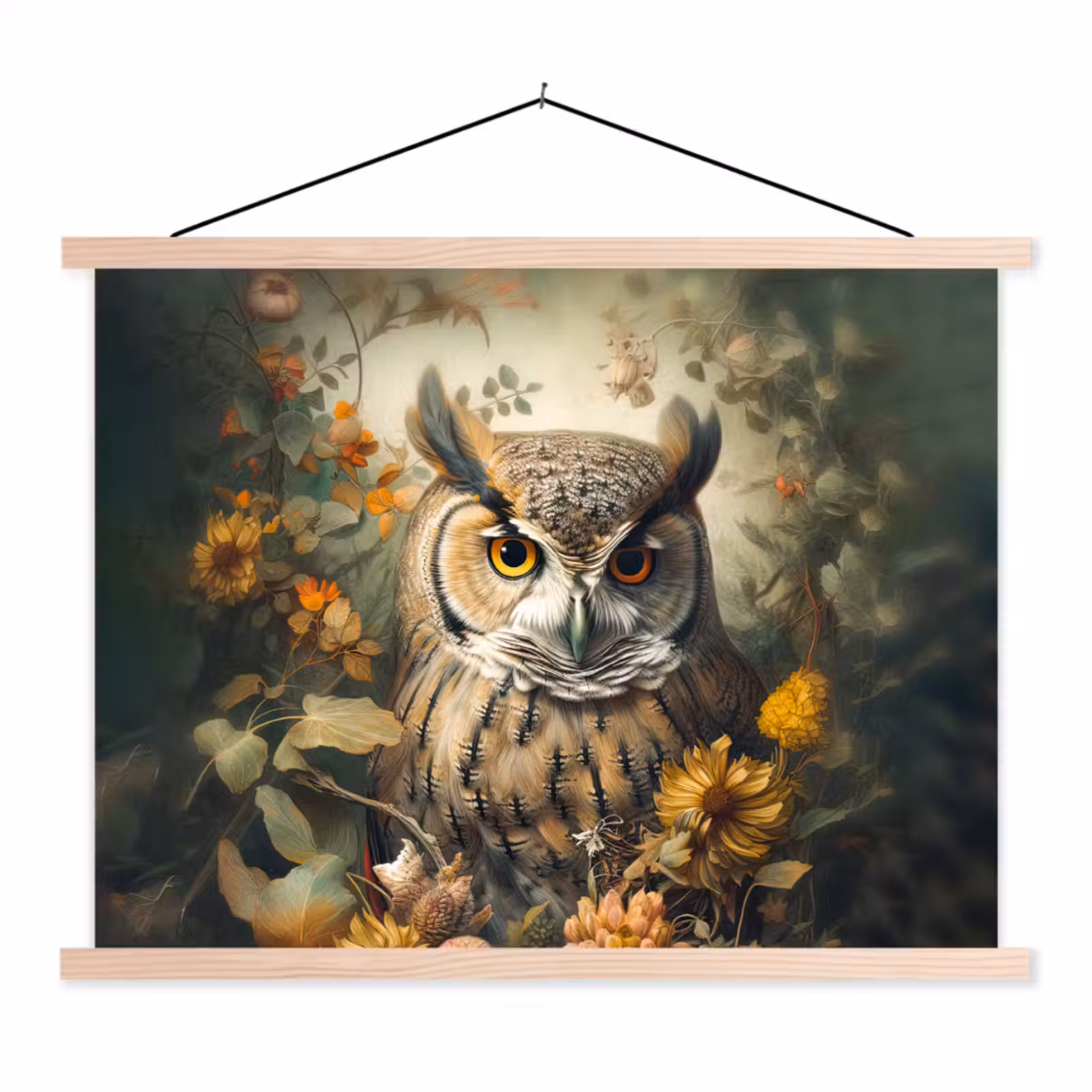 Schoolplaat - Uil - Vogels - Bloemen - Natuur — 1