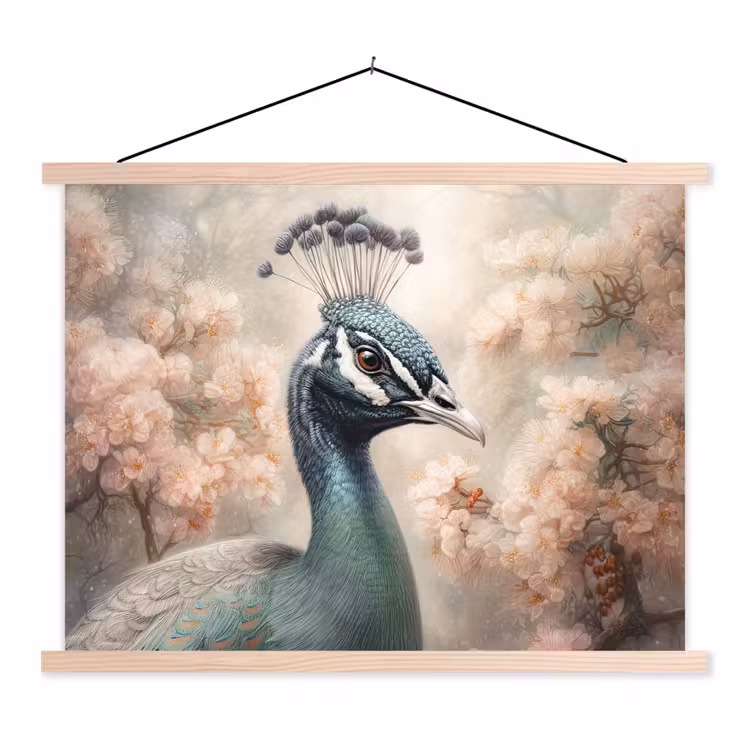 Schoolplaat - Pauw - Vogels - Bloemen - Boom - Botanisch — 1