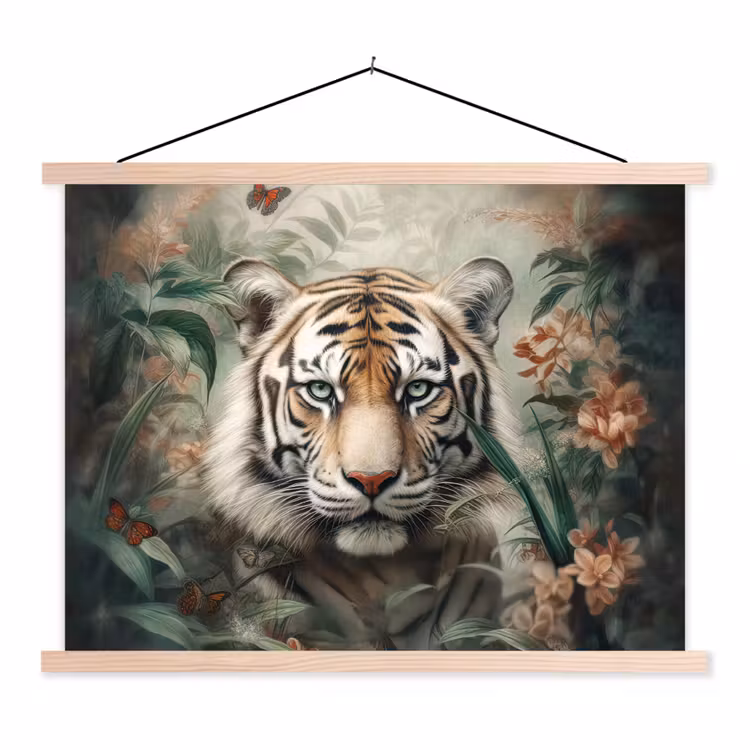 Schoolplaat - Tijger - Vlinders - Dieren - Jungle - Bloemen — 1