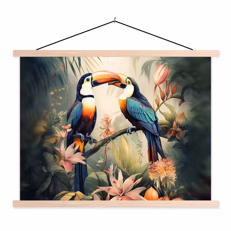 Schoolplaat - Toekan - Vogels - Bloemen - Natuur - Jungle — 1