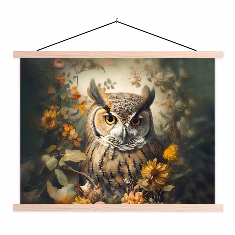 Schoolplaat - Uil - Vogels - Bloemen - Natuur — 1