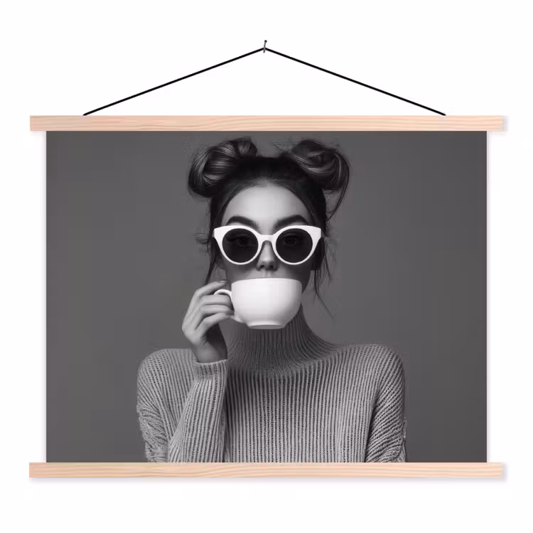 Schoolplaat - Vrouw - Koffie - Zwart - Wit — 1