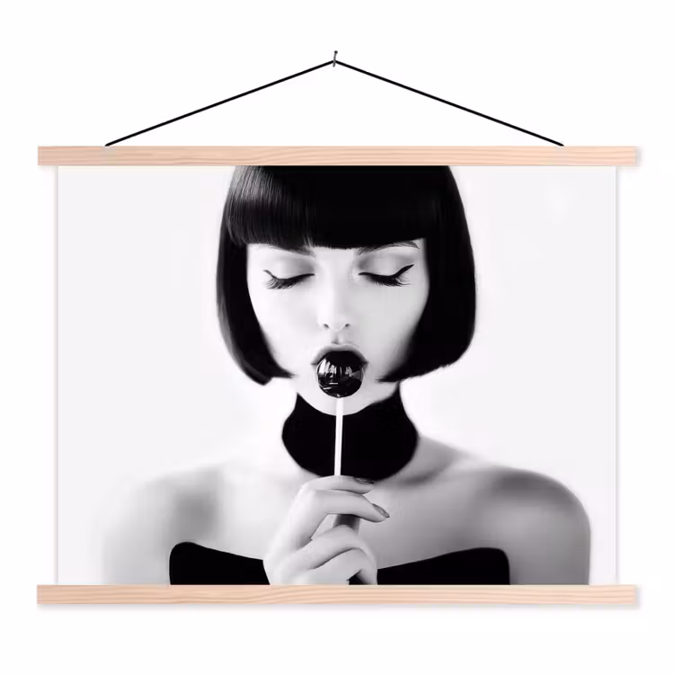 Schoolplaat - Vrouw - Lolly - Zwart - Wit — 1