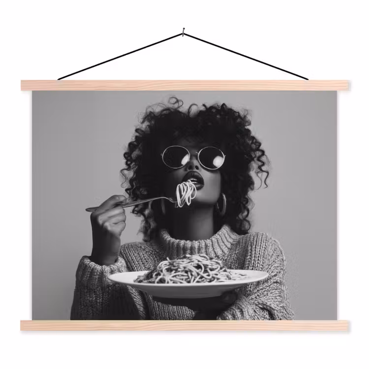 Schoolplaat - Vrouw - Pasta - Zwart - Wit — 1