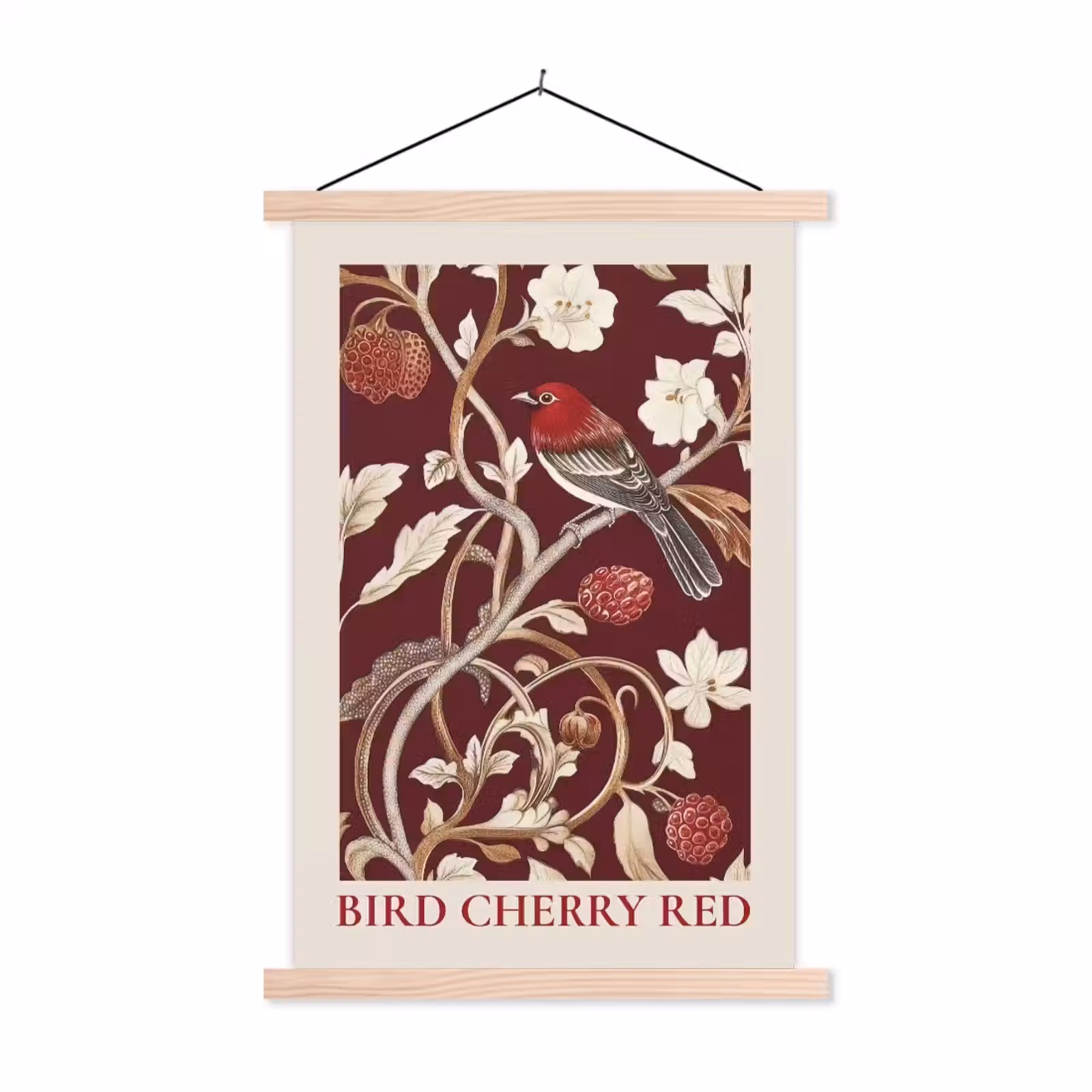 Schoolplaat - Vogel - Bordeaux - Bloemen - Bessen — 1