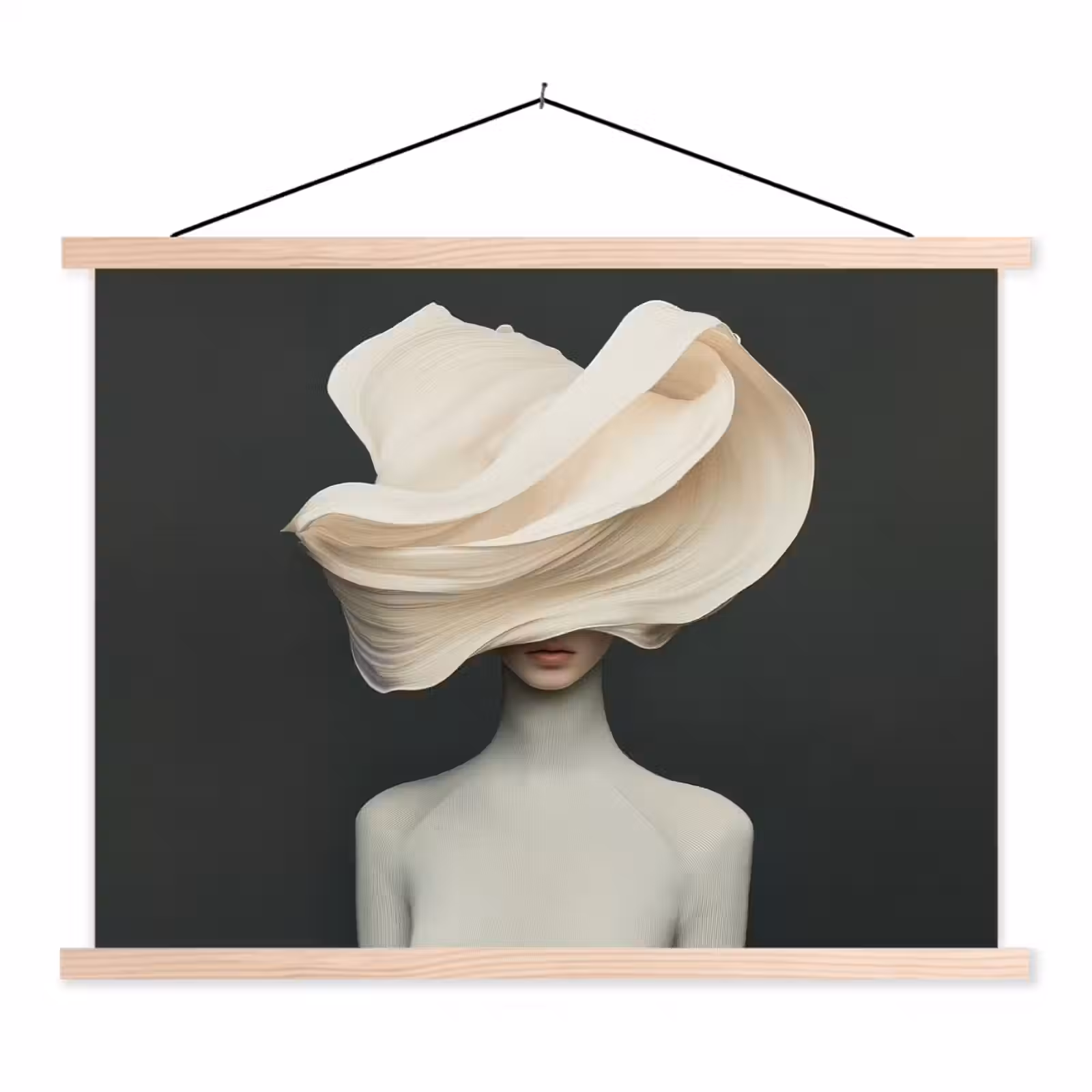 Schoolplaat - Vrouw - Beige - hoed — 1