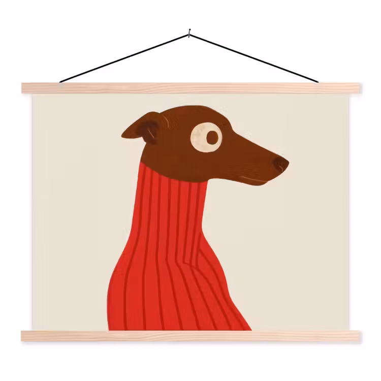 Schoolplaat - Silhouet - Hond - Trui - Rood — 1
