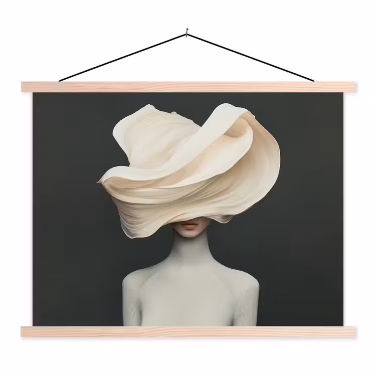 Schoolplaat - Vrouw - Beige - hoed — 1