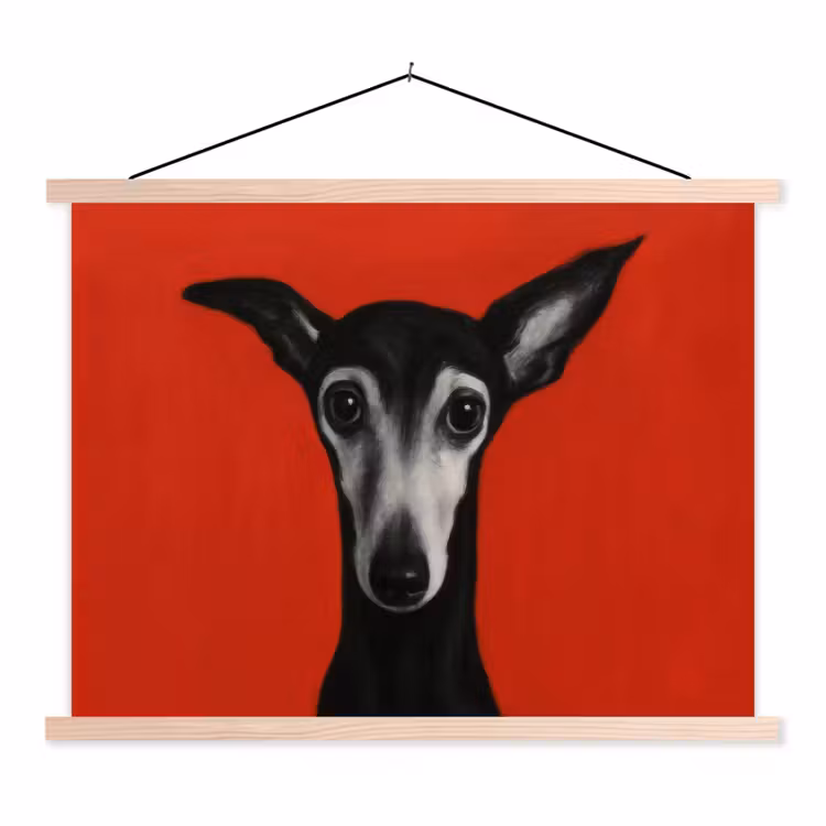Schoolplaat - Windhond - Minimalistisch - Rood — 1