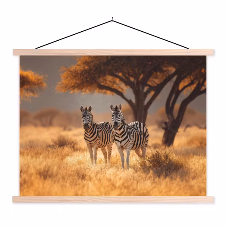 Schoolplaat - Zebra's - Savannelandschap - Gras — 1