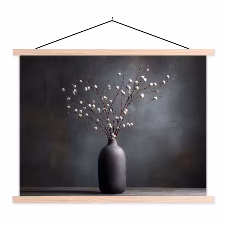 Schoolplaat - Takken - Vaas - Bolletjes - Wit — 1