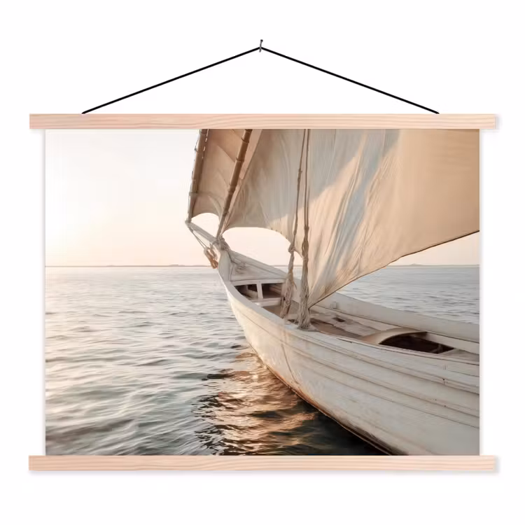 Schoolplaat - Zeilboot - Zee - Beige - Zon — 1