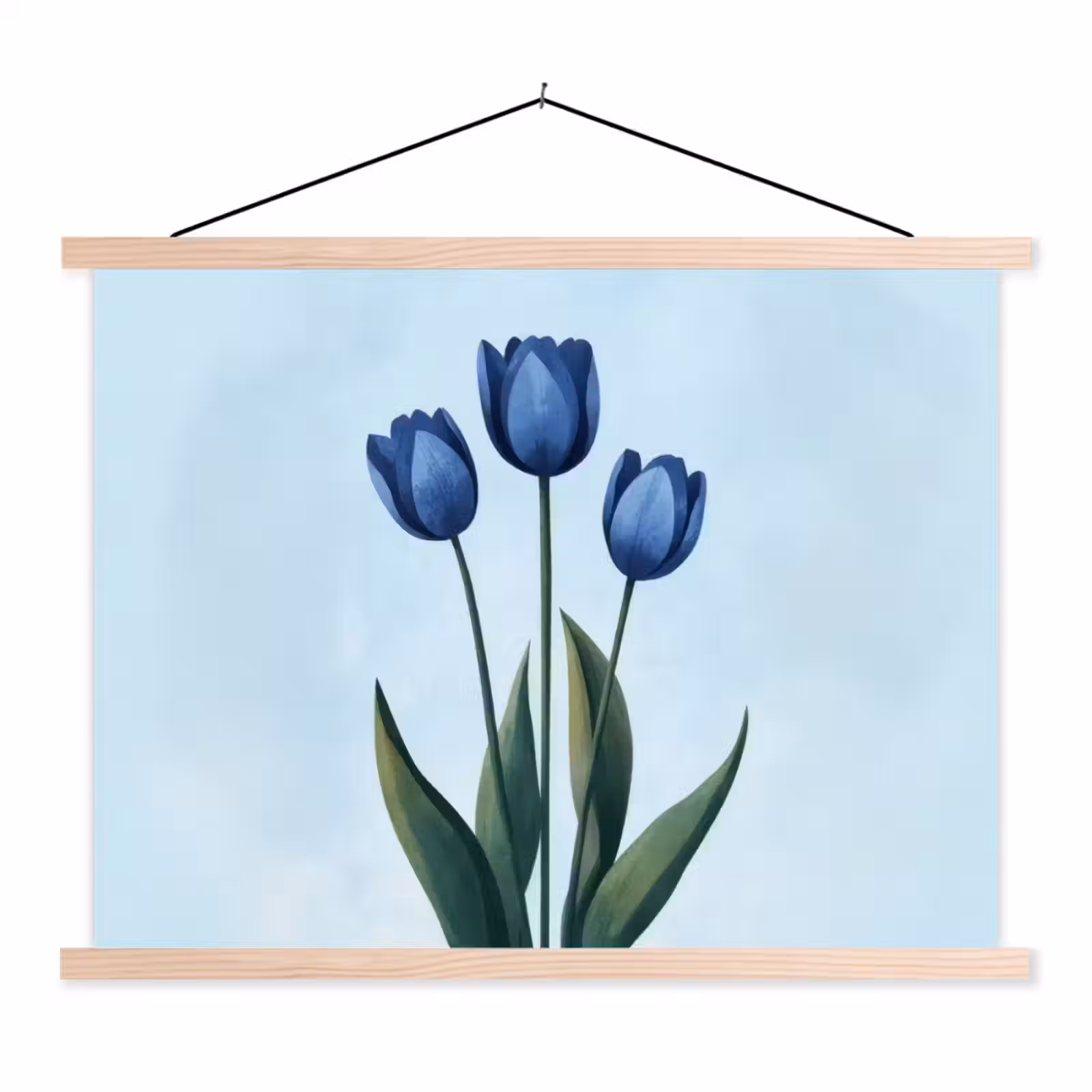 Schoolplaat - Tulpen - Blauw - Bladeren — 1