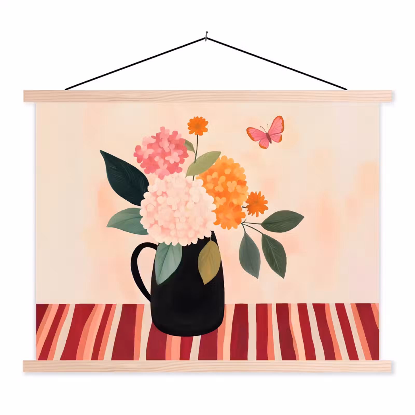 Schoolplaat - Vaas - Bloemen - Vlinder - Rood — 1