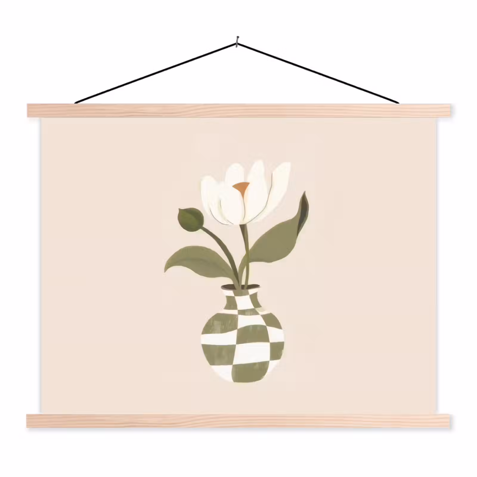 Schoolplaat - Vaas - Geruit - Bloem - Groen — 1