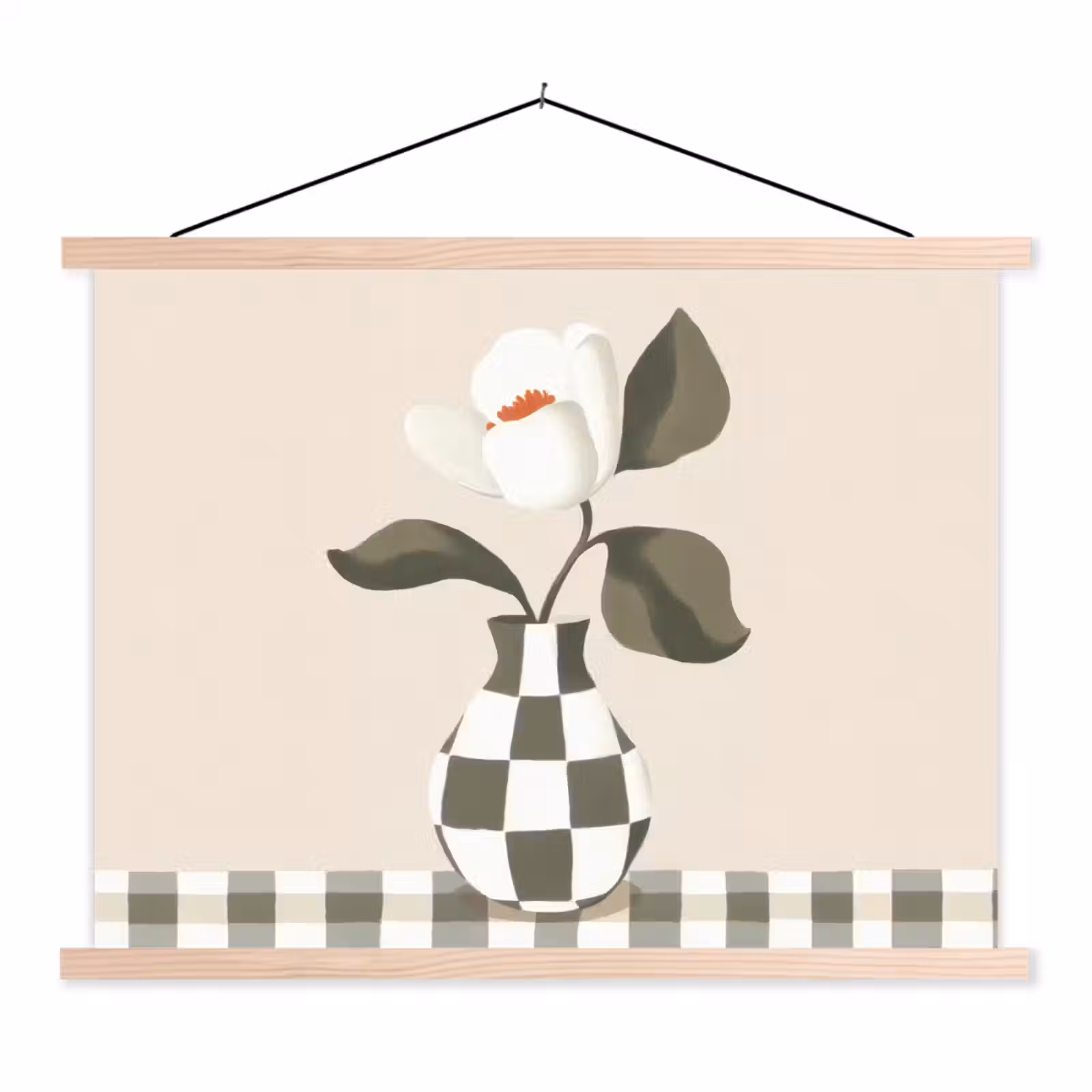 Schoolplaat - Vaas - Geruit - Groen - Bloem — 1