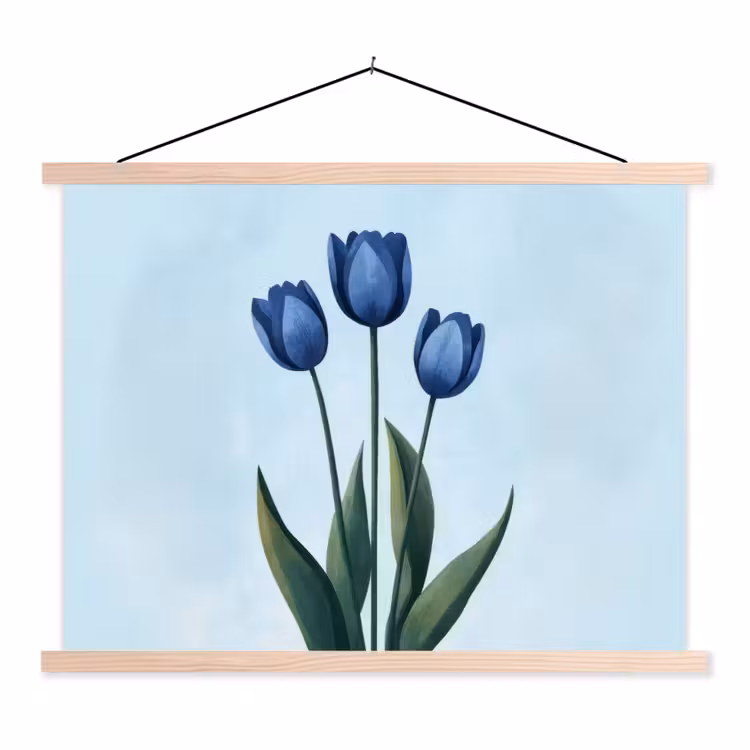 Schoolplaat - Tulpen - Blauw - Bladeren — 1
