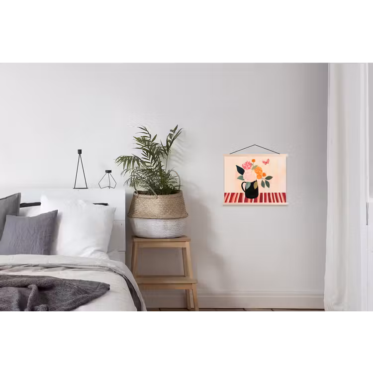 Schoolplaat - Vaas - Bloemen - Vlinder - Rood — 2