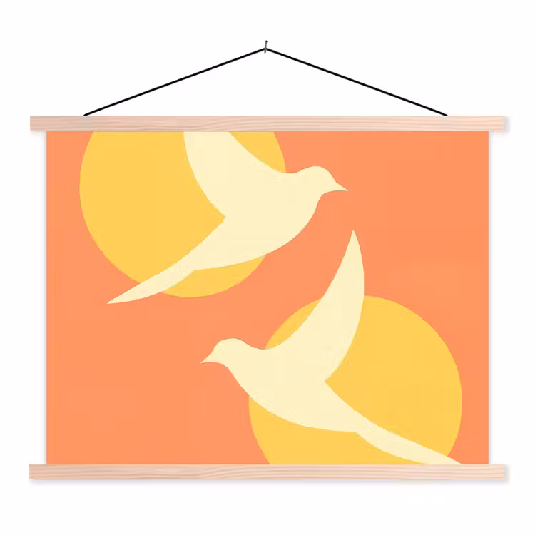 Schoolplaat - Vogels - Cirkels - Geel — 1