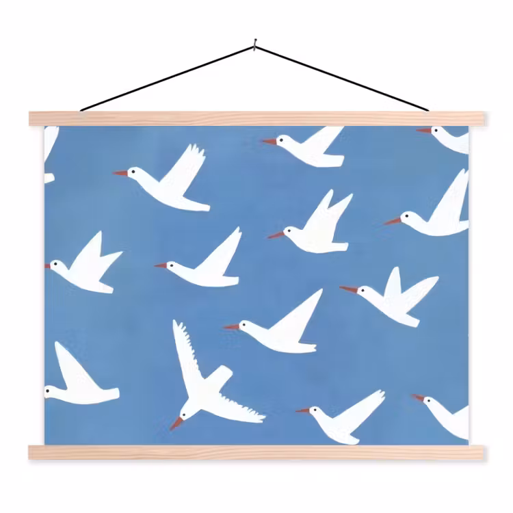 Schoolplaat - Vogels - Wit - Patroon — 1