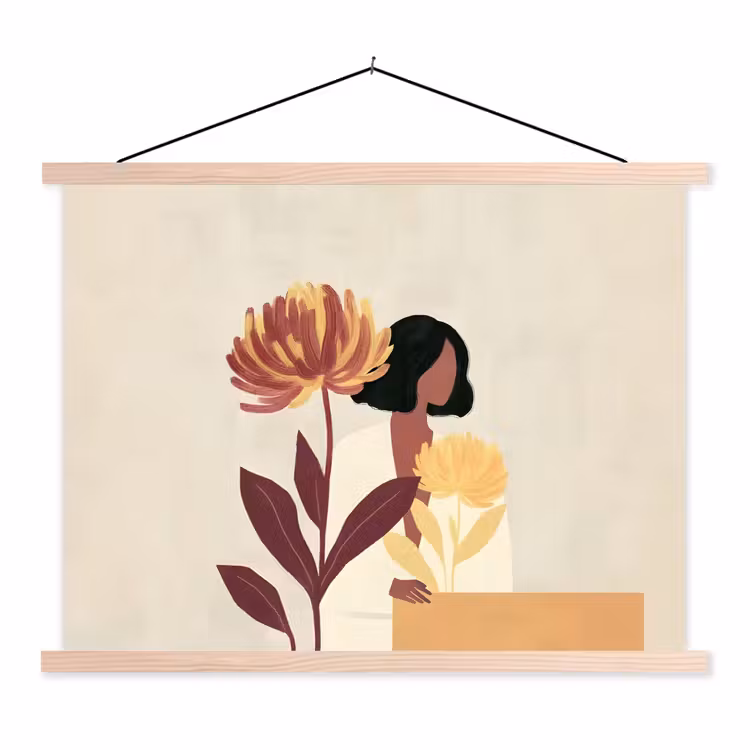 Schoolplaat - Vrouw - Minimalistisch - Bloem — 1