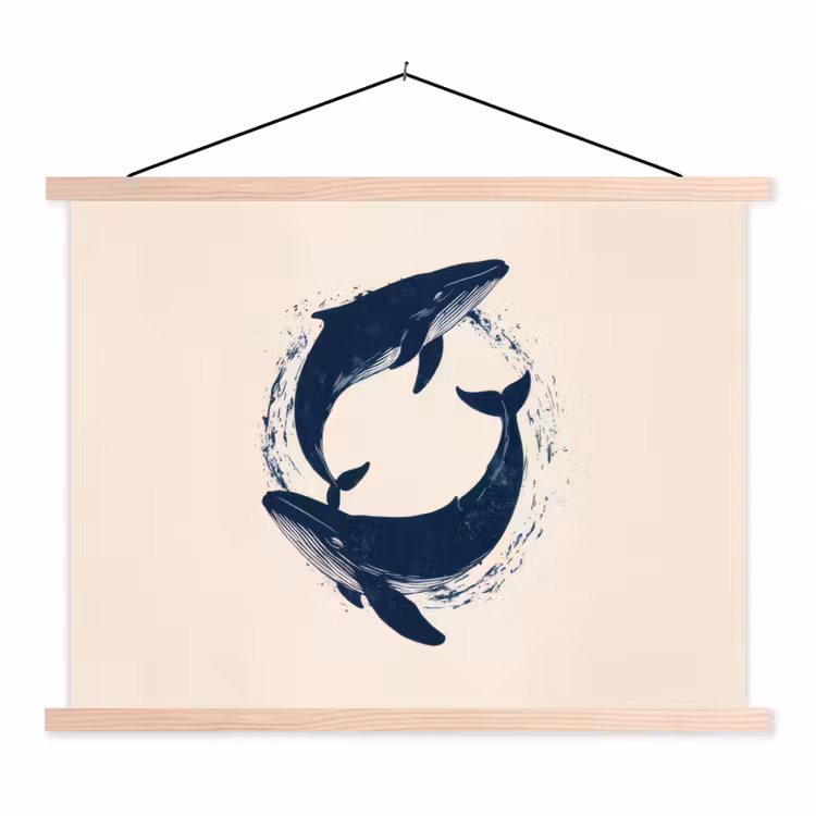 Schoolplaat - Walvissen - Spetters - Cirkel - Donkerblauw — 1