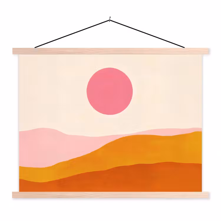 Schoolplaat - Zon - Heuvels - Abstract - Roze — 1
