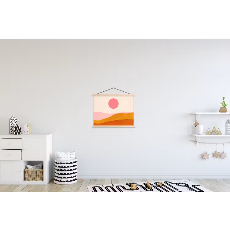 Schoolplaat - Zon - Heuvels - Abstract - Roze — 3