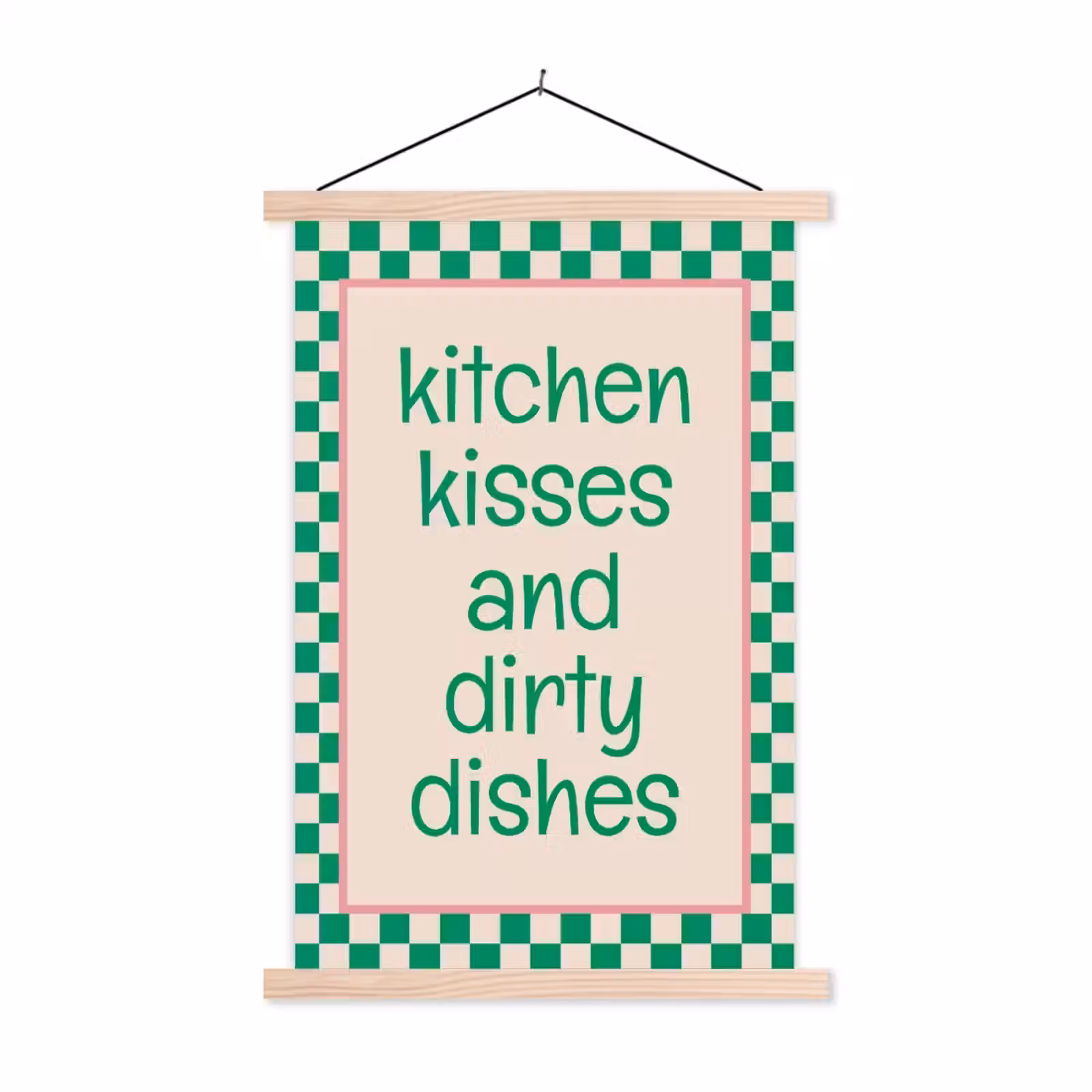 Schoolplaat - Quote - Groen - Geblokt - Keuken — 1